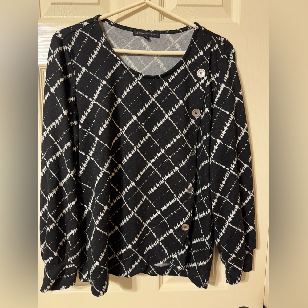 Adrienne Vittadini Asymmetrical Button Top